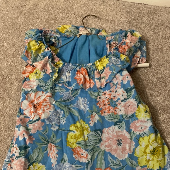 Loft floral ruffled neck tank top - Picture 1 of 6